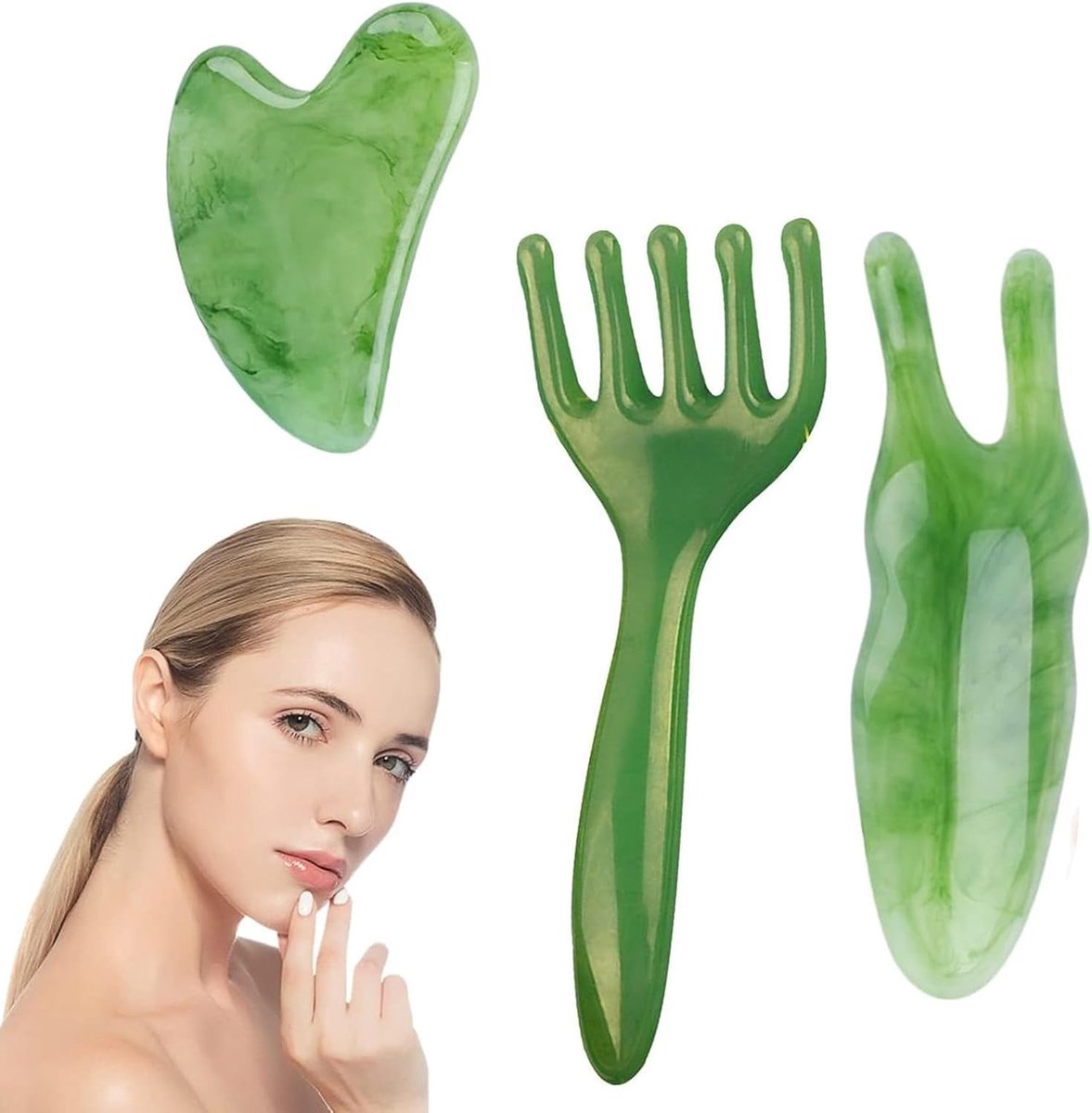 3 Stuks Gua Sha Gereedschap, Guasha, Gezicht Masseren, Anti Veroudering, Verzachtende Ooghoeken en Gezichtsrimpels, Gunstig voor de Gezondheid en Schoonheid Van de Huid