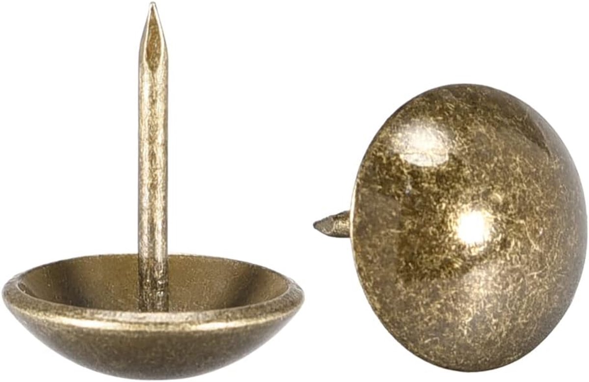 sourcing map 50 stuks. Gestoffeerde nagels punaises antieke ronde duim meubelstiften 16 mm Dmr. 20 mm hoogte bronskleurig