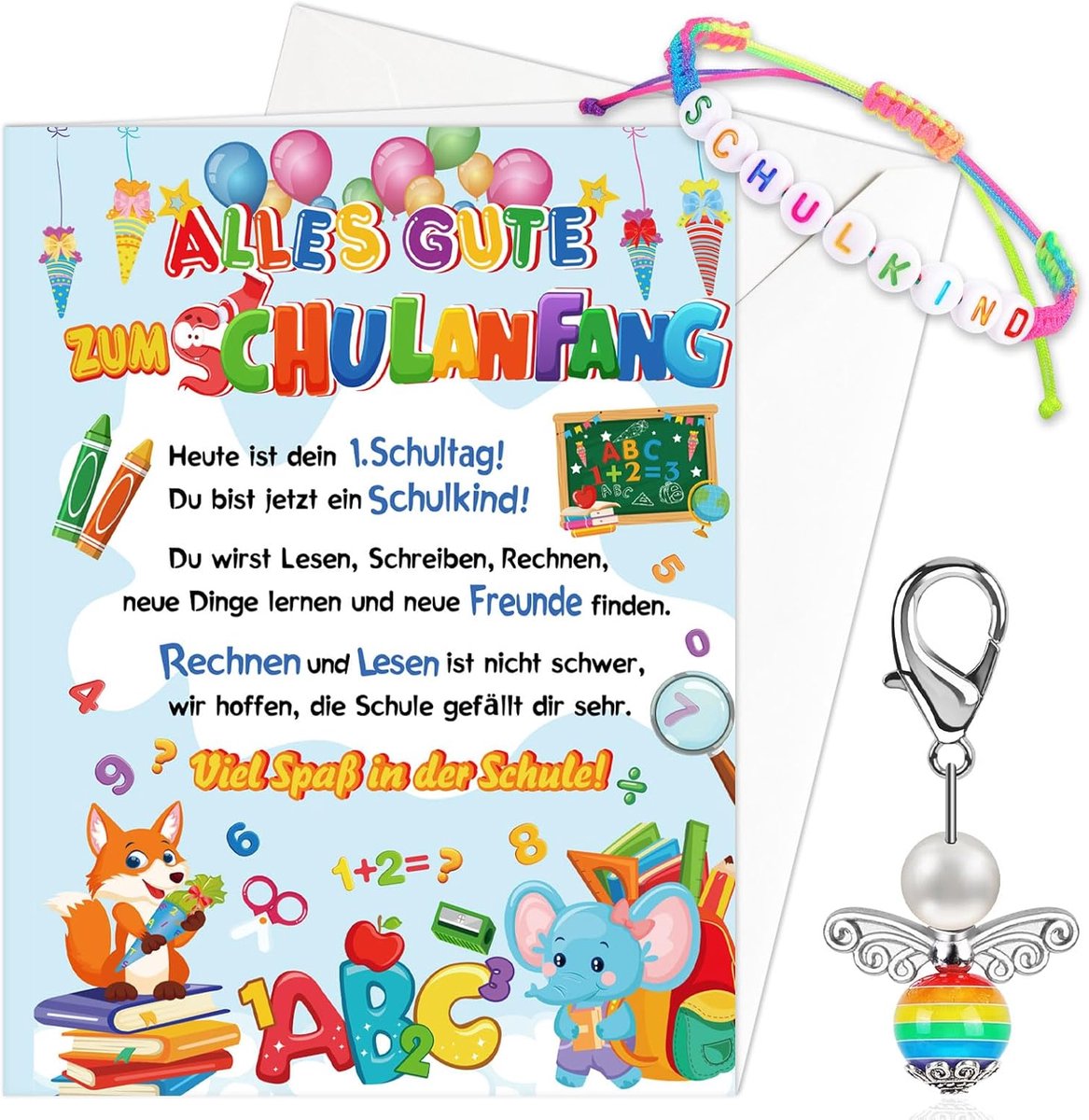 eerste schooldag, kaart voor eerste schooldag, schoolkind, armband, schoolkind, armbanden, beschermengel, eerste schooldag, cadeau voor eerste schooldag, eerste schooldag, sieraden, eerste schooldag
