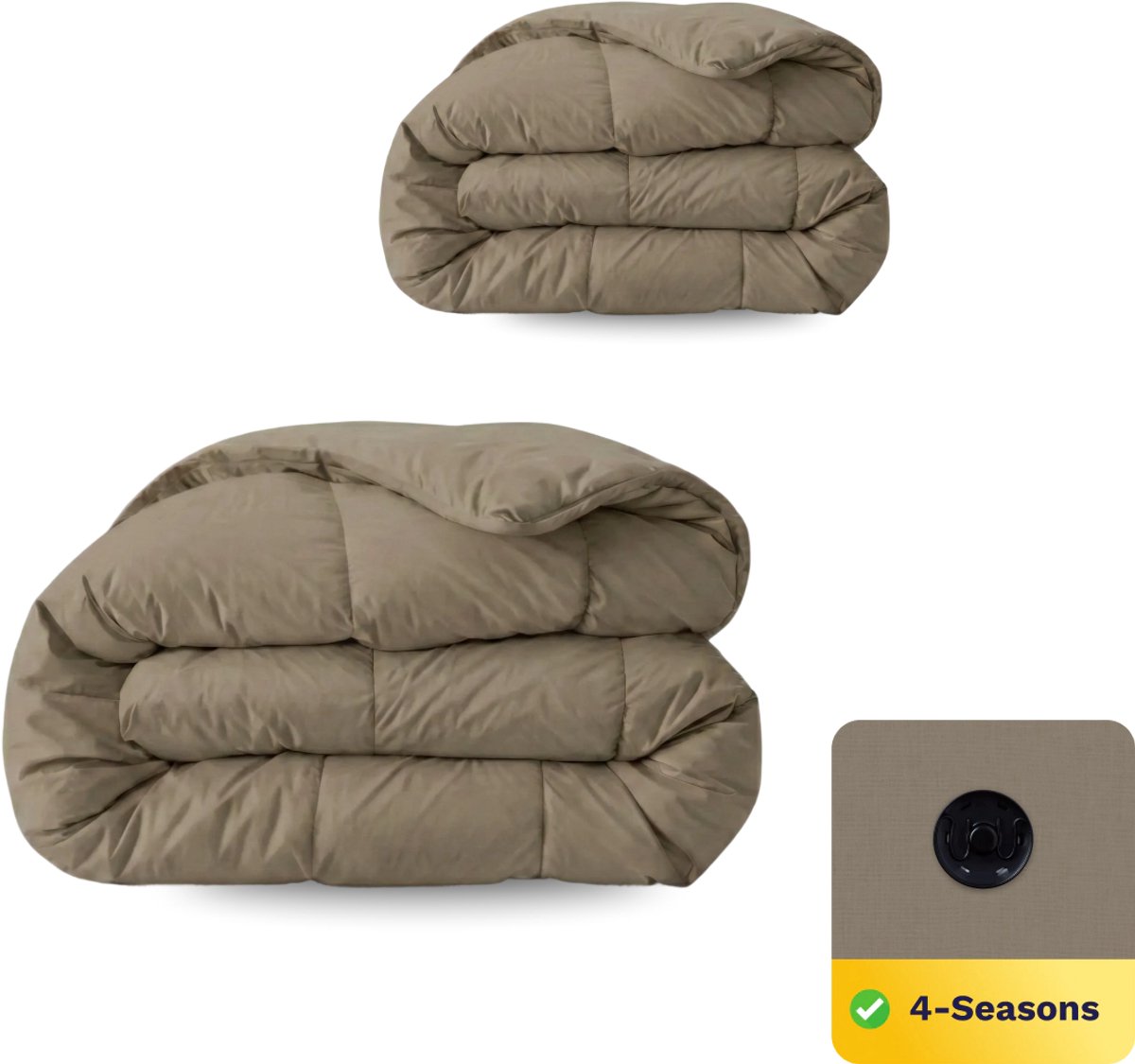 Zelesta Wonderbed Natural Taupe 140x200 - Dekbed zonder overtrek - 4 Seizoenen Dekbed - Wasbaar dekbed - Hoesloos dekbed - 2 in 1 Dekbed