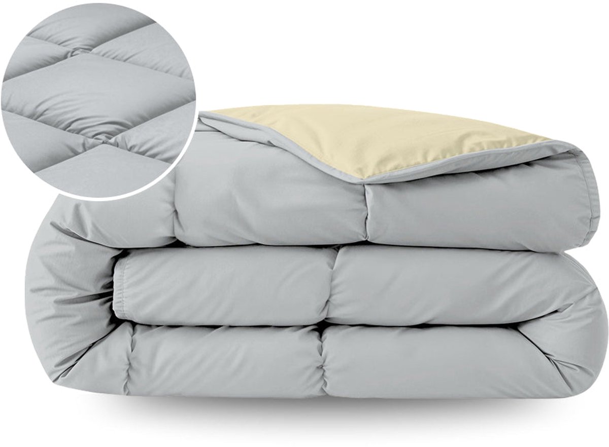 Zelesta Pure Duo Katoen Zomerdekbed - Lichtgrijs & Botergeel 240x200cm