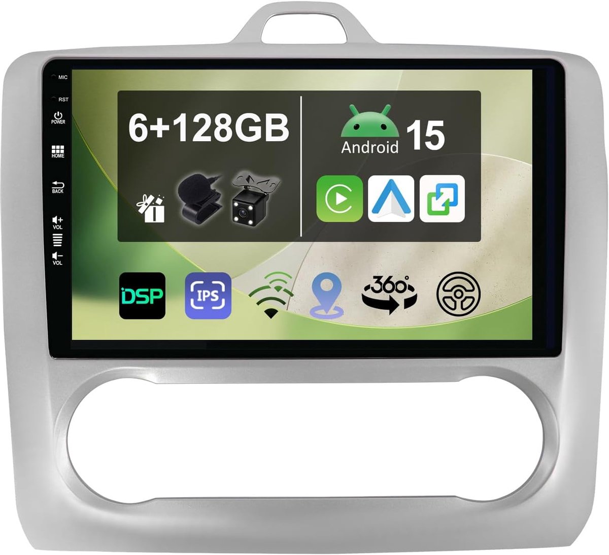 Auto Radio 9" [6+128GB] - Android 14 - GPS Navi - Draadloze CarPlay en Android Auto - SnelShoppen