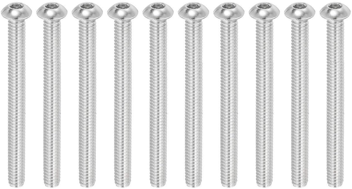 1/4-20 x 3" lenskopschroeven met binnenzeskant, 10 stuks roestvrij staal 304 18-8 inbusschroeven Allen Hex Drive volledige schroefdraad fijne schroefdraad unc