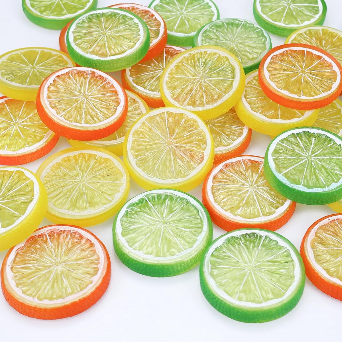 30st Fake Lemon Slice Garneer Kunstmatig Fruit Faux Food House Decoration (Rood Groen Geel, Elke Kleur 10st)