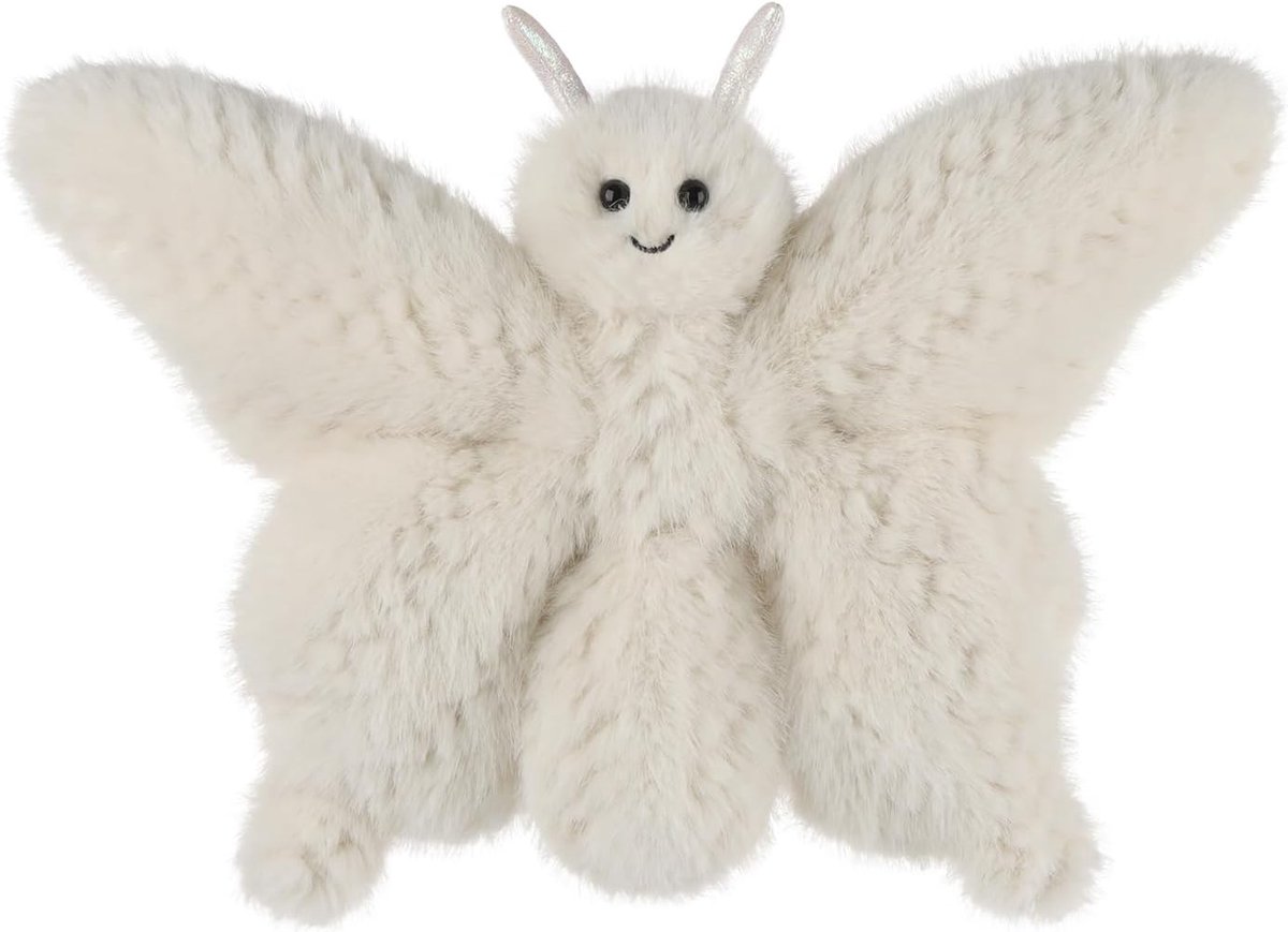 Lamb Vlinder pluche dieren voor kinderen, zacht schattig knuffeldier voor baby's, meisjes en jongens, pluizige vlinder, wit, 24 cm