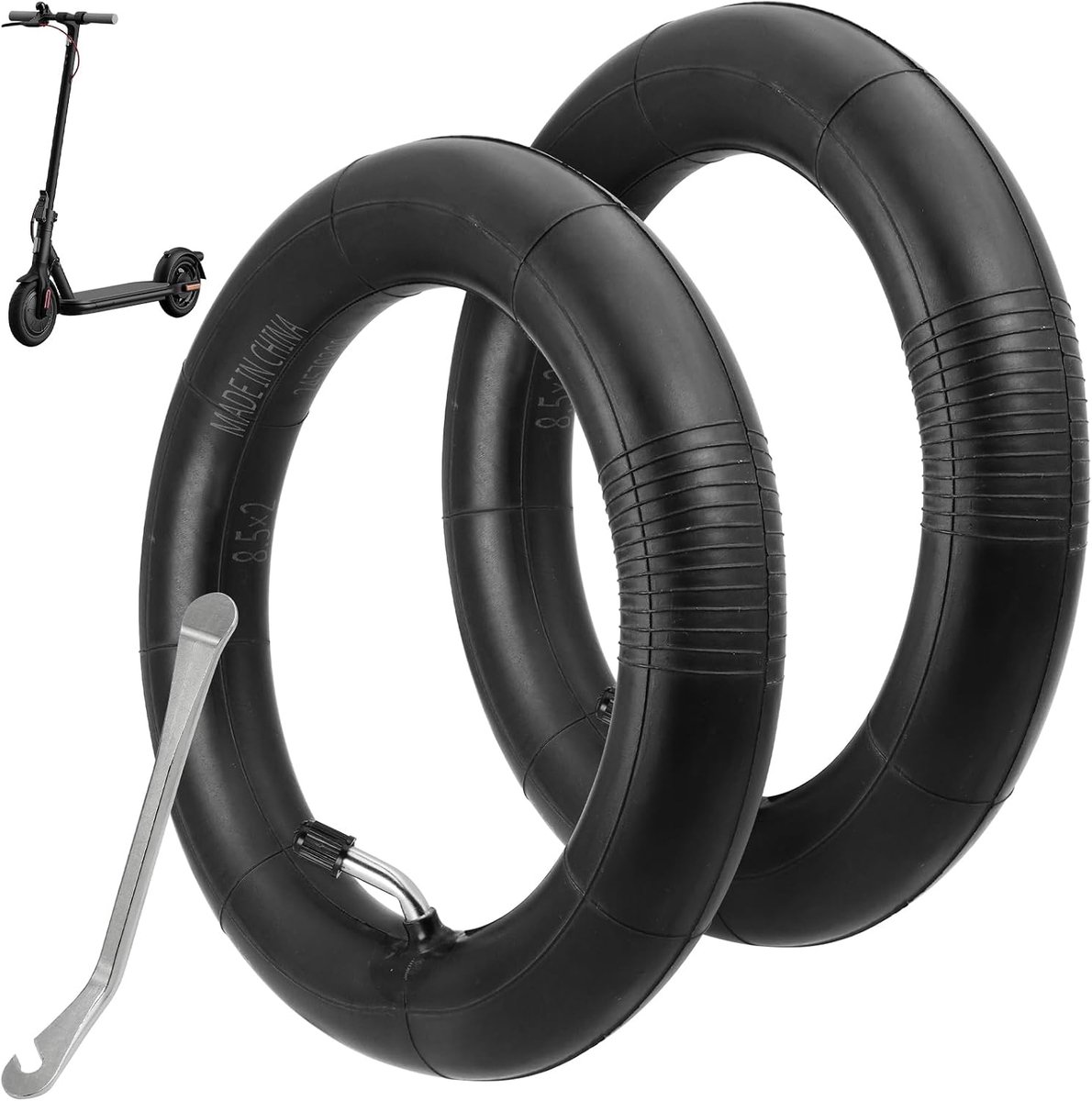 2 stuks binnenbanden van 21,5 cm compatibel met 21,5 cm wielen elektrische scooters dubbellaags ultradikke rubberen banden voor elektrische scooters, gasscooters, zakfietsen en