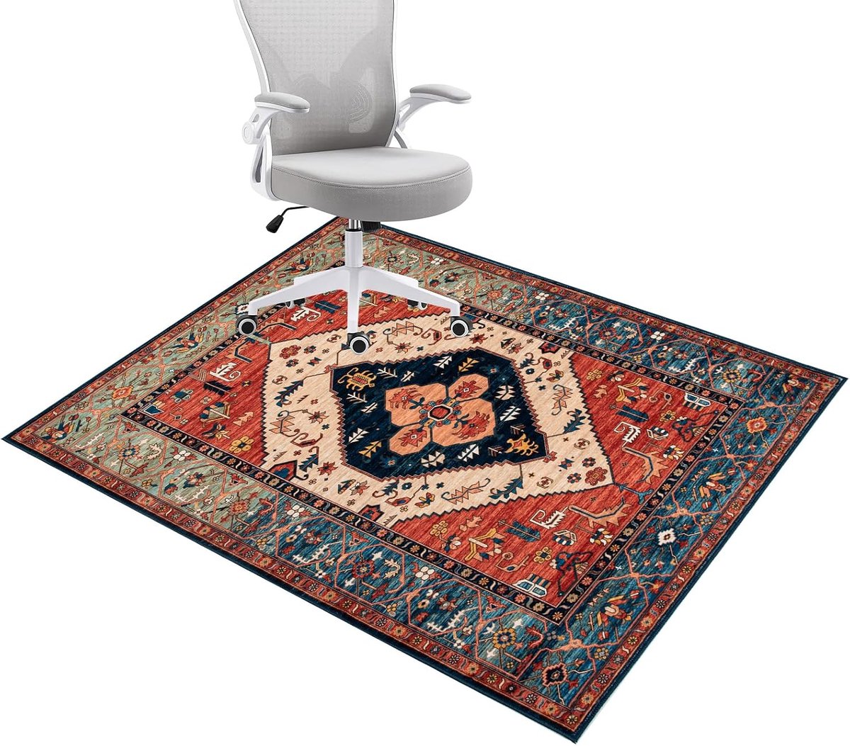 120 x 150 cm, voor hardhout en tegels, rechthoekige antislip bescherming voor laagpolige speelmatten (Multi-02)
