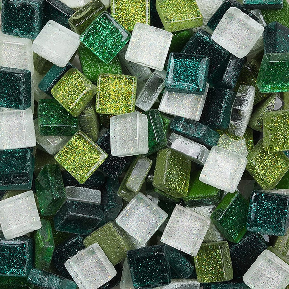 Mozaïektegels Vierkante Glitter Kristallen Mozaïek Stenen Glazen Stukjes voor DIY Kunst, Ambachten, Decoratie 200g, 1x1cm (Lime)