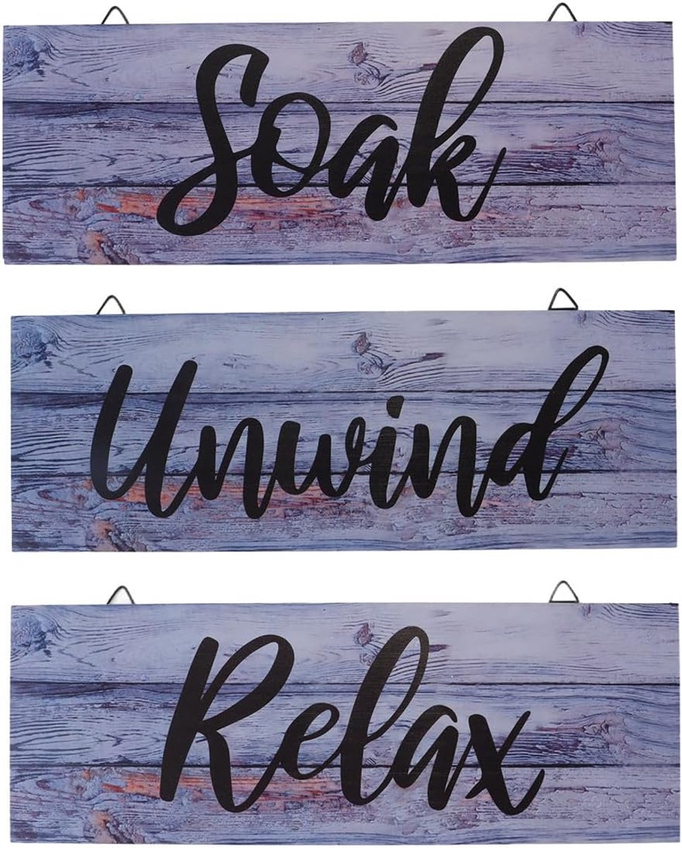 3 Stuks Houten Wandbord Boerderij Badkamer Wanddecoraties Relax Renew Refresh Borden Vintage Houten Wandborden voor Thuis Badkamer Wasruimte Decor