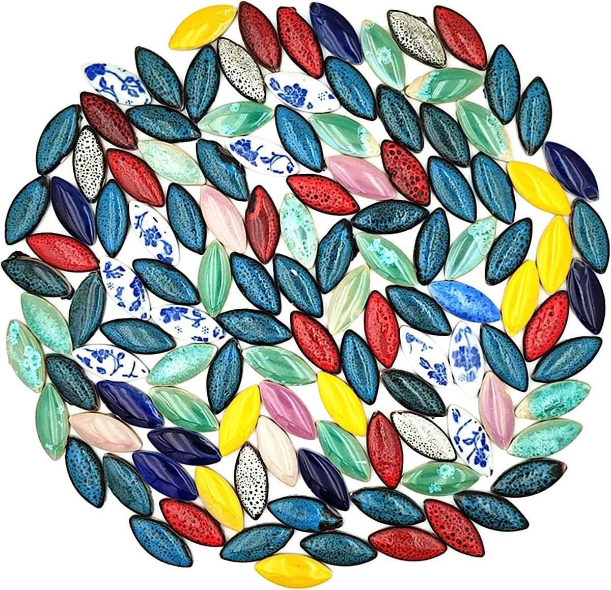 Keramische mozaïektegels, doe-het-zelf creatieve keramische mozaïektegels voor doe-het-zelf knutselborden, bloempotten, vazen, kopjes, mozaïekproductie (bladeren)