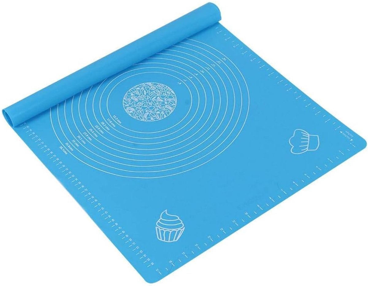 bakmat, anti-aanbak- en bakmat met afmetingen en cirkels voor deegrollen macarons, de grote bakmatten tegenmat Oven Liner Pie Crust Mat 63 x 45 cm, BPA-vrij, herbruikbare verpakking (blauw)