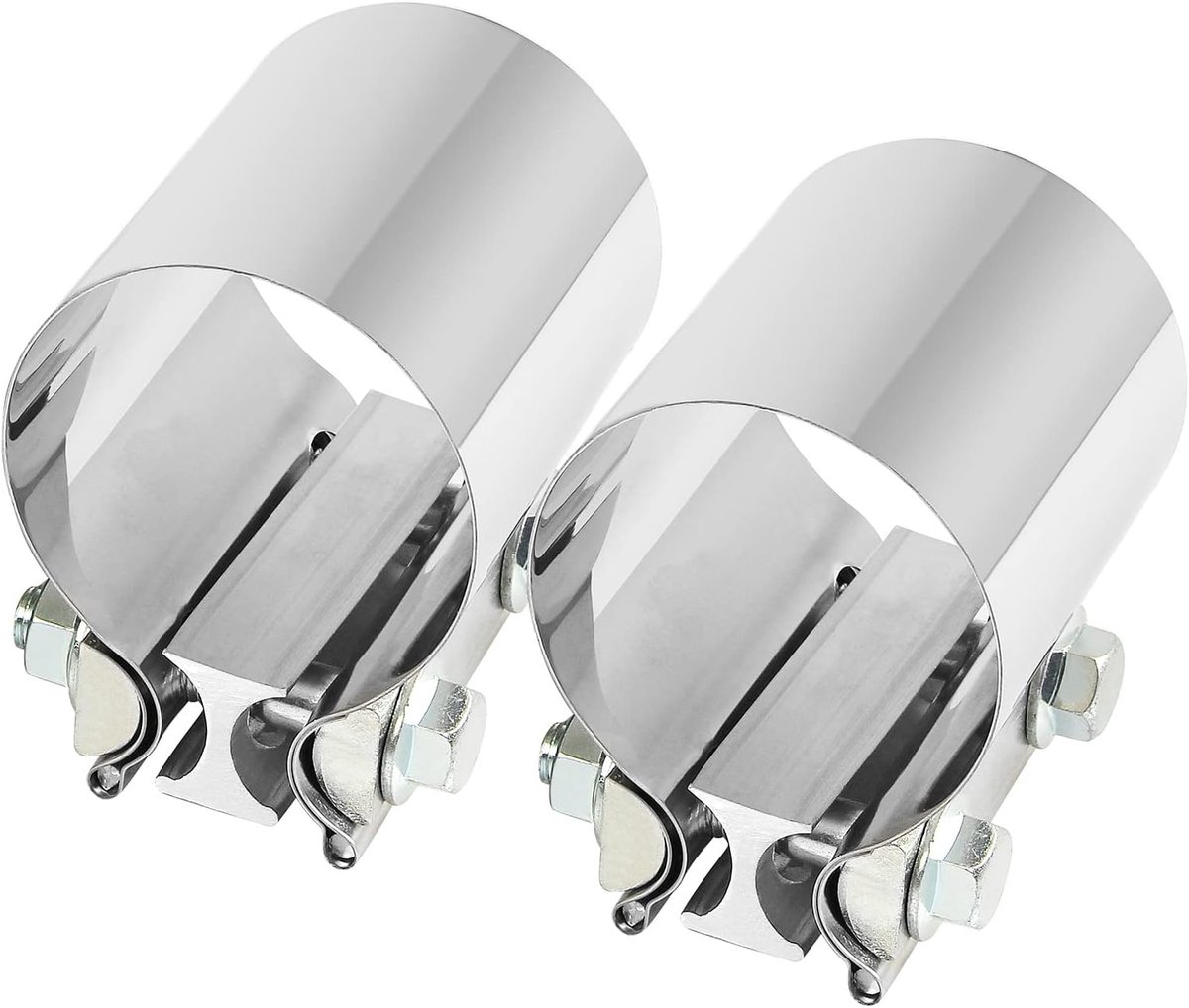 2-delige Ø 64 mm x 76,2 mm lengte roestvrijstalen uitlaatstang buisverbinder roestvrij staal