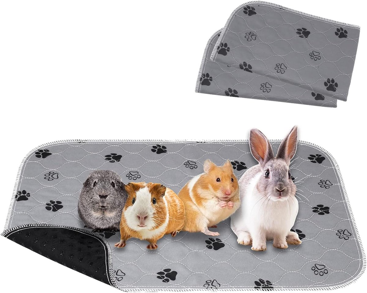 Set van 2 x 60 x 40 cm mat voor caviakooi, waterdicht, wasbaar en herbruikbaar, voering voor kleine dieren, egels, puppy's en katten