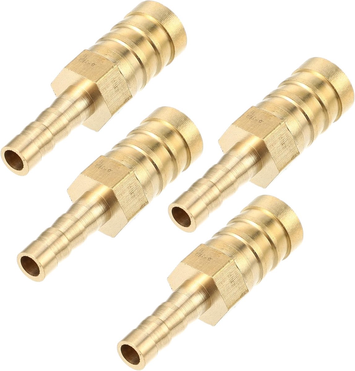 4 stuks 12 mm - 6 mm rechte gevormde weerhaken messing slangverbinders