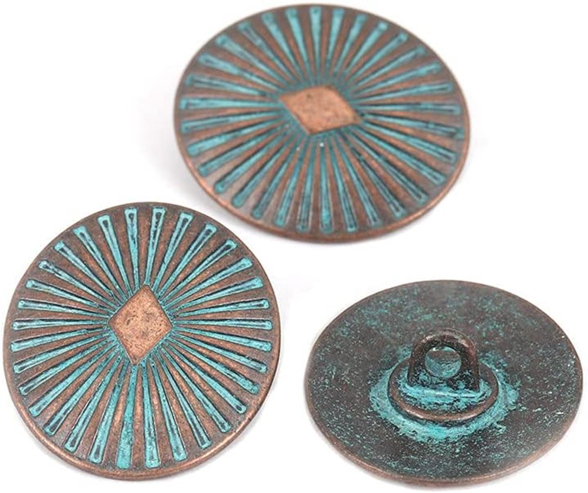5 Stuks Vintage Gebaseerde Legering Ronde Metaal Naai Shank 25mm Knopen Antiek Koperen Kleur DIY Kledingdecoratie
