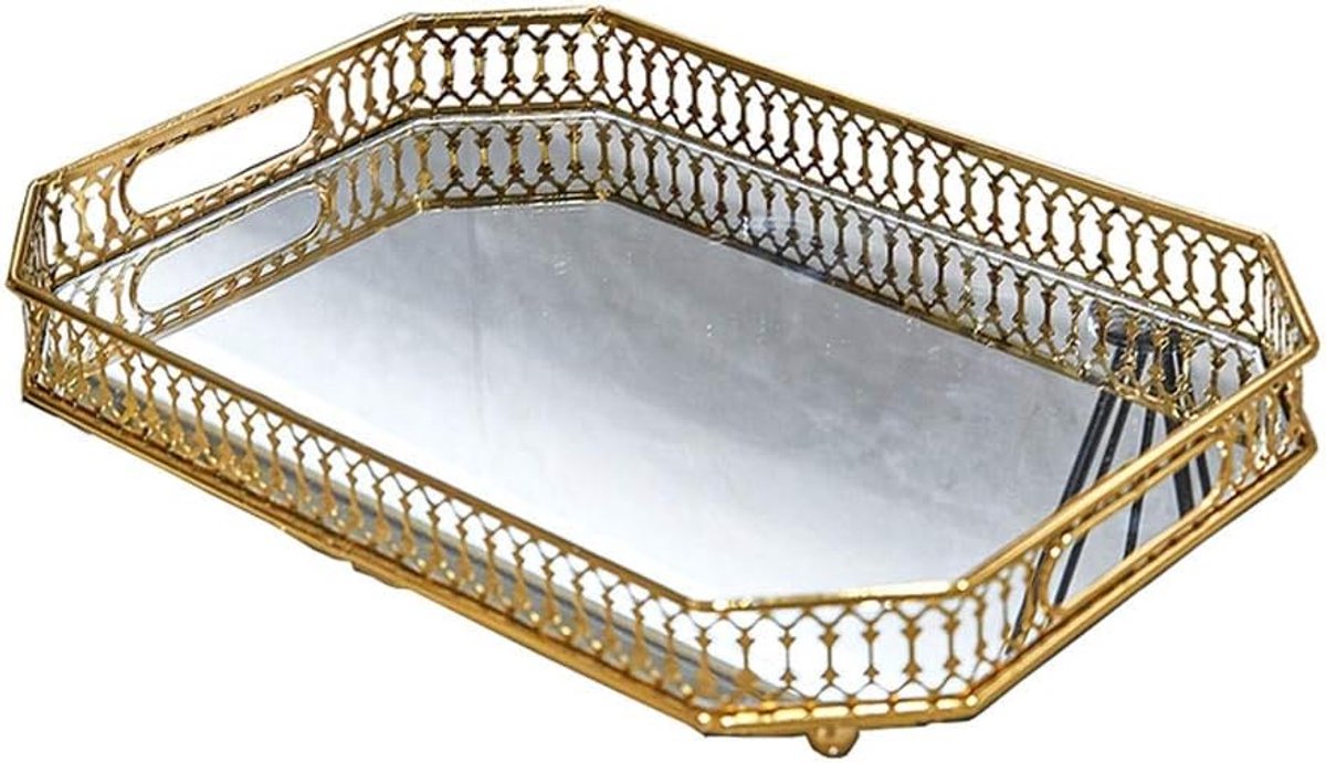 Badkamer spiegel dienblad, cosmetica lade, ijdelheid lade, grote dressoir lade, sieraden display lade, ijdelheid organisator voor accent tabel Decoratieve dienblad (Grootte : 29cm)
