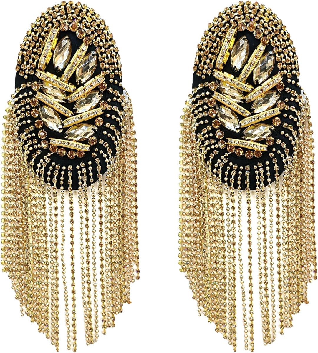 2 Stukken Punk Epauletten, Gouden Epauletten, Metalen Epauletten met Kwastjes, Geschikt voor Herenmilitairen, Maskerade, Toneelvoorstellingen, Uniformdecoratie(Goud)