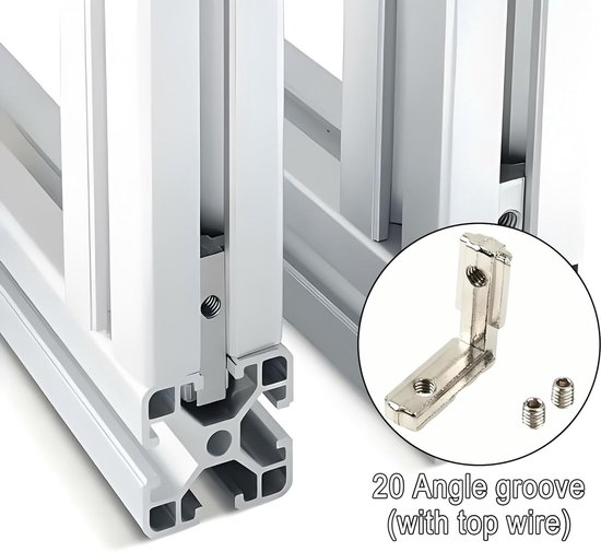 binnenhoek, hoekverbinder, zinklegering, klemmen, binnenhoekverbinders met schroeven, buitenhoek, L-vorm, hoekverbinder voor aluminium profielconnectoren (10 stuks 2020) — afbeelding 3