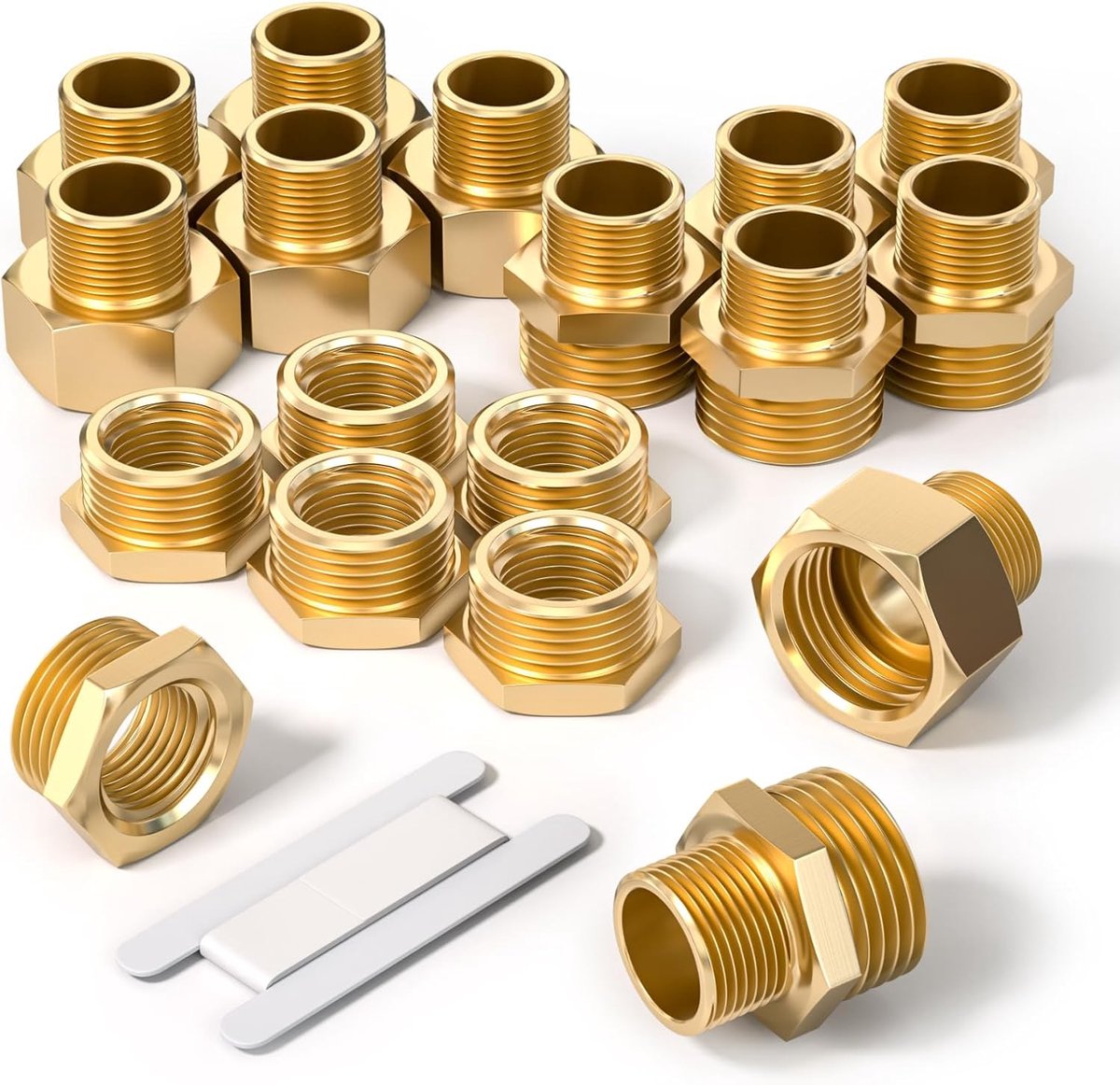 18 Stuks 1/4 "Tot 3/8" Vrouwelijke & Mannelijke BSP Draad Messing Hex Tepel & Hex Reducer & Hex Bus Connector Voor Pijp Aansluiten Conversie