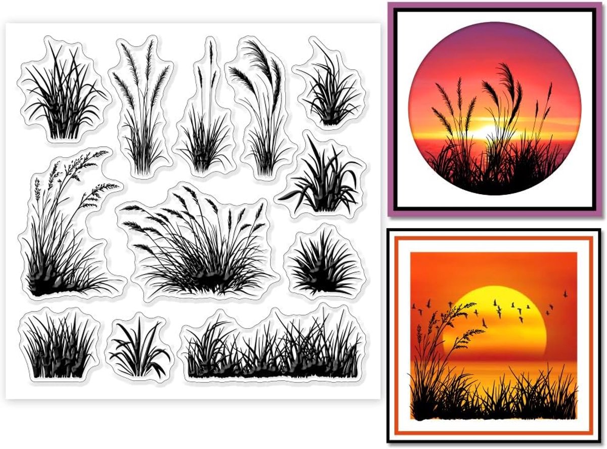 Gras Silhouet Clear Stempels voor DIY Scrapbooking Planten Siliconen Seals Transparante Stempels Kaarten Maken Fotoalbum Journal Woondecoratie 5,91 × 5,91 cm