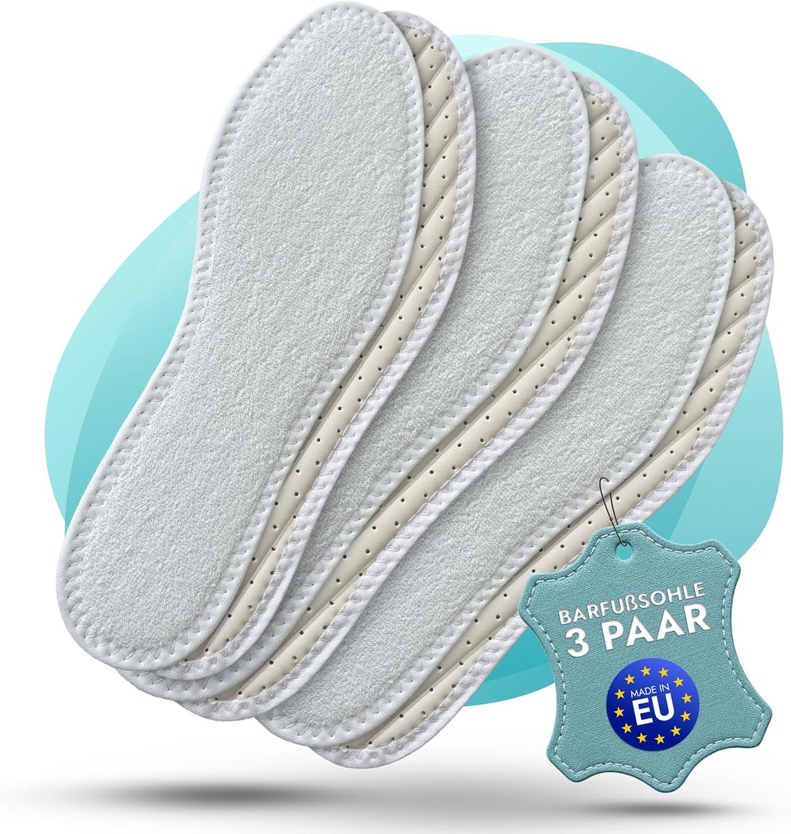 3 paar voetzolen van badstof I Inlegzolen