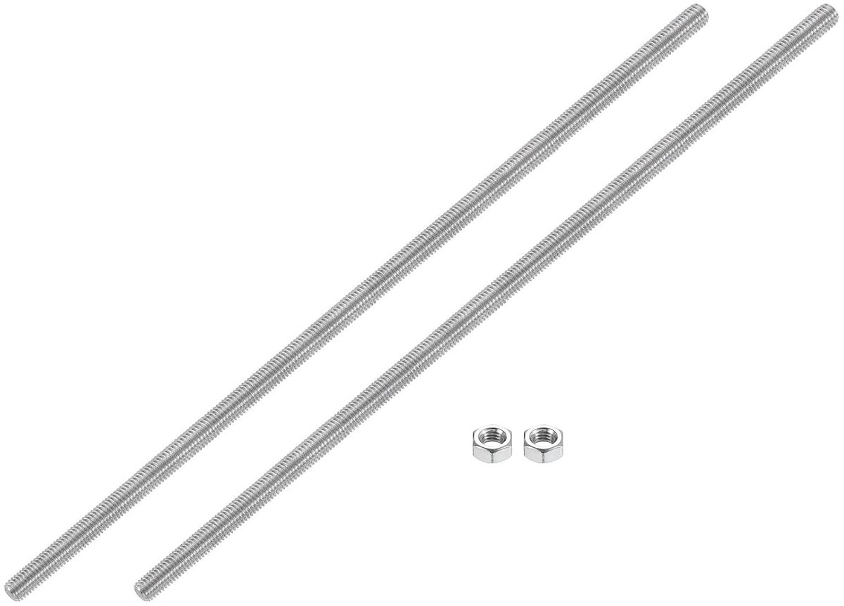 5/16"-18 volledige schroefdraadspindel, 2 stuks 304 roestvrij staal lange schroefdraad 12 inch lengte rechtse schroefdraad voor meubelmontage montagebevestiging