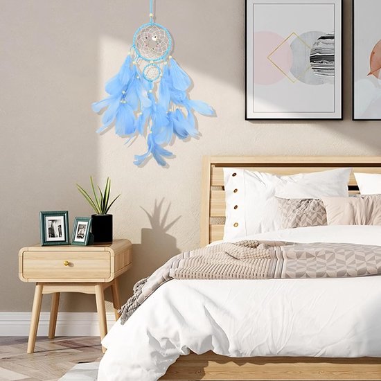 Led-dromenvanger met verlichting, bruiloftsgeschenken, slaapkamer, muur hangende ornamenten, handwerk, decoraties voor vrouwen, meisjes, jongens, kinderen (blauw) — afbeelding 3