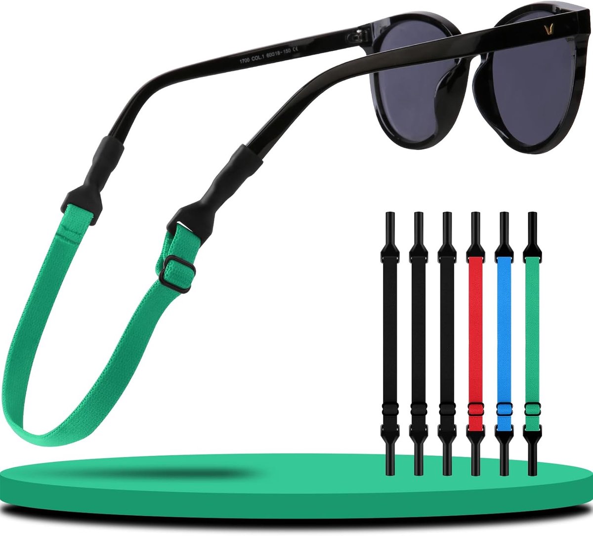 6 brillenbanden, stabiel en antislip, verstelbare sportbrilband, brilband met hoge flexibiliteit, geschikt voor verschillende sporten, brilband voor heren en dames, voor alle hoofdomtrekken