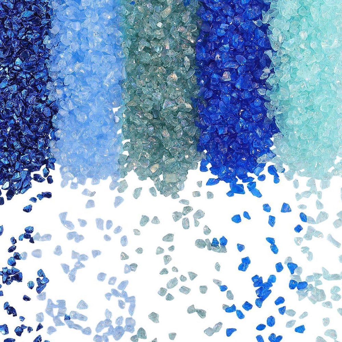 1 Doos 300G 5 Kleuren Blauw Gebroken Glas Verpletterd Kristal Glitter Onregelmatige Chunky Metallic Steen Hagelslag Vlokken Chips Stukken Voor Nail Arts Decoratie Filler Sieraden Maken DIY