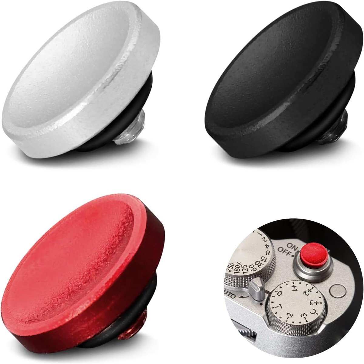Ontspannerknop voor Fujifilm X100VI XT50 XHalf - 3er Soft Release Button Ontspannerknop voor Fuji XT5 enz. Compatibel met Nikon ZF DF, Geschikt voor Lei-ca Q3 M10 M11, Camera Sluiterknop voor