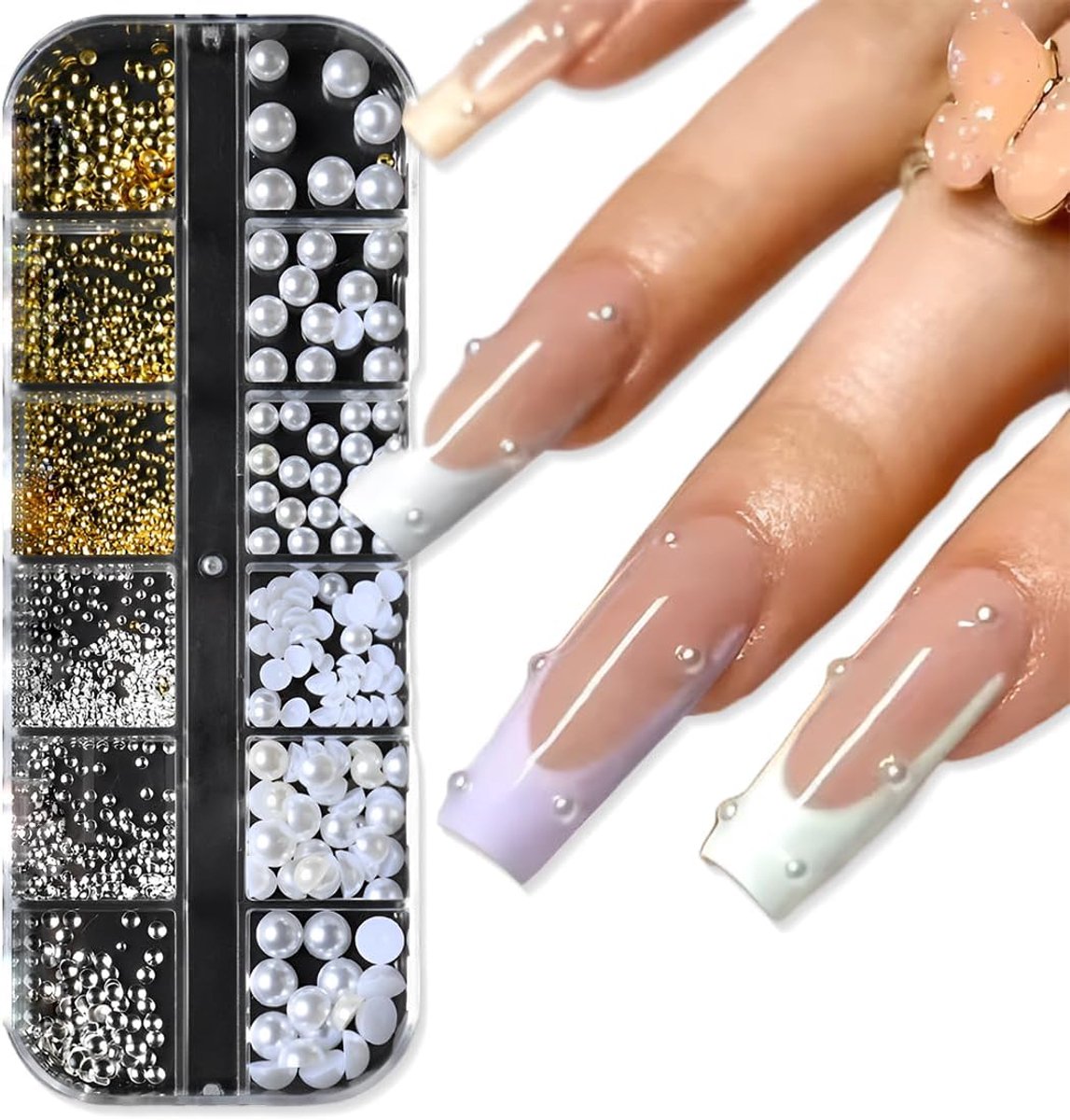 1 doos parelbedels voor vingernagels, decoratie van nagels, kralen voor het decoreren van nagels, voor doe-het-zelf sieraden, nageldesign