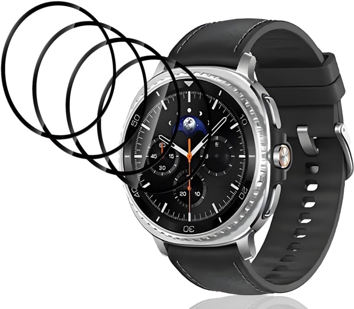 4 displaybeschermfolies voor Samsung Galaxy Watch 8, 40 mm, geen gehard glas, krasbestendig, luchtbelvrij, volledige 3D-afdekking, 40 mm