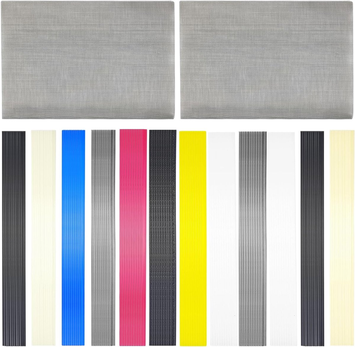 120 stuks kunststof lasstaven, 5 soorten 8 inch lasdraad (PP PE ABS PVC PPR), 6 kleuren kunststof lasstaaf met patchnet, kunststof lassen voor kunststof lakreparatie (gekleurd)