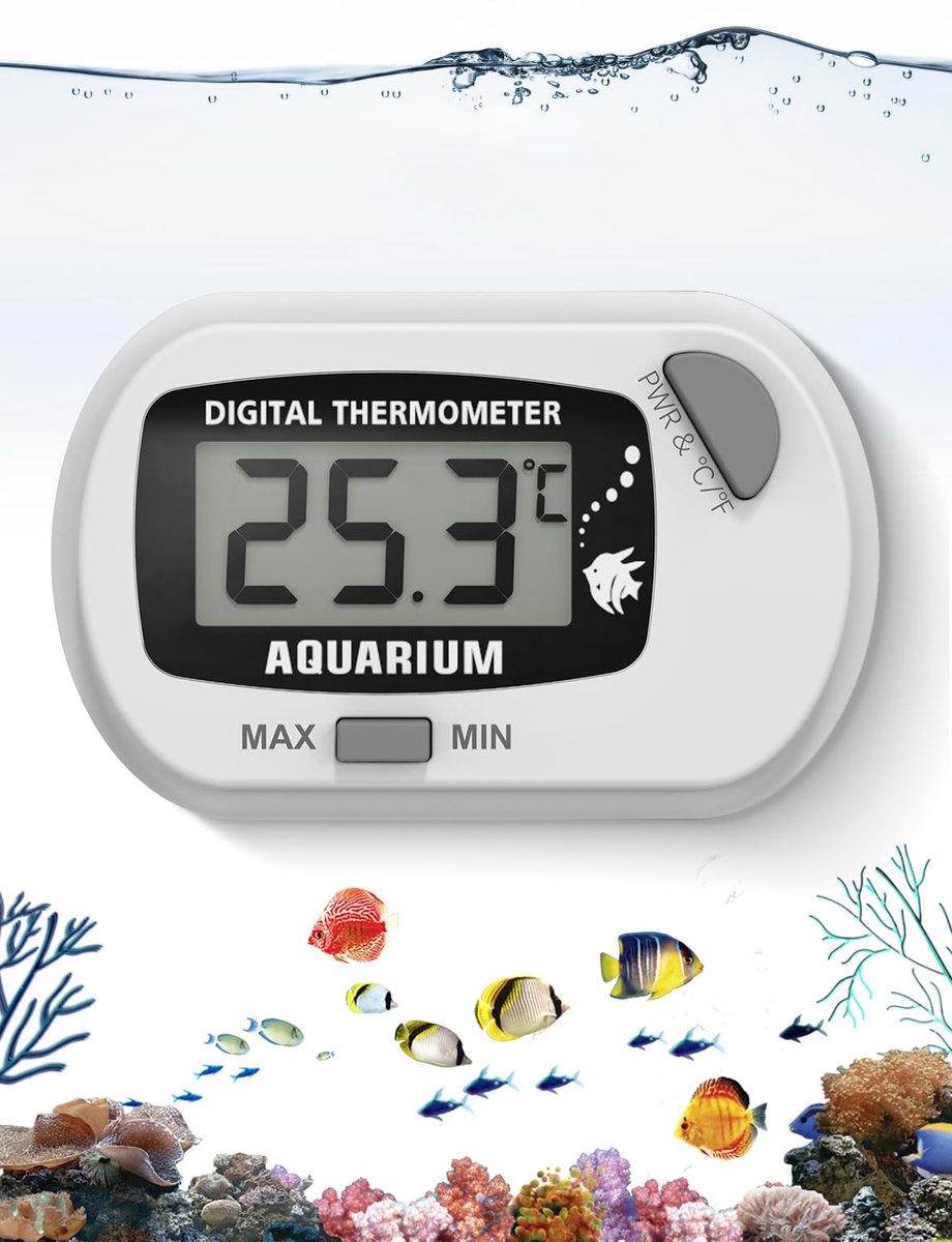 mini-waterthermometer, digitaal, lcd-watertemperatuurthermometer voor aquarium, aquarium, reptielen, terrarium, wit