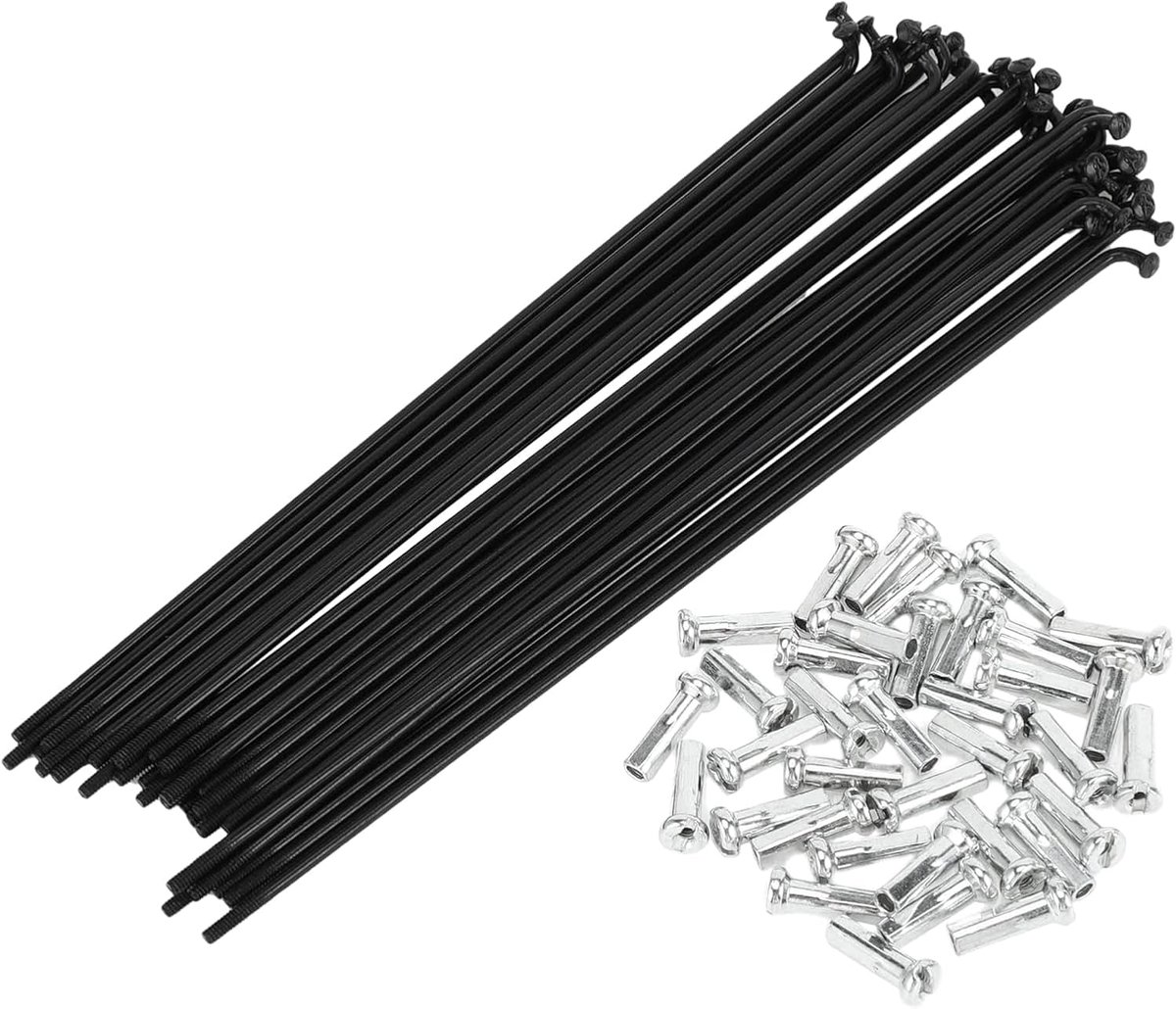 Spaken met fietsspaken, diameter 2 mm, mountainbike-staal, roestvrijstalen spaken 14 G/K, voor MTB-fietsspaken, stadsfietsen, downhill en e-bike, zwart, 260-291 mm