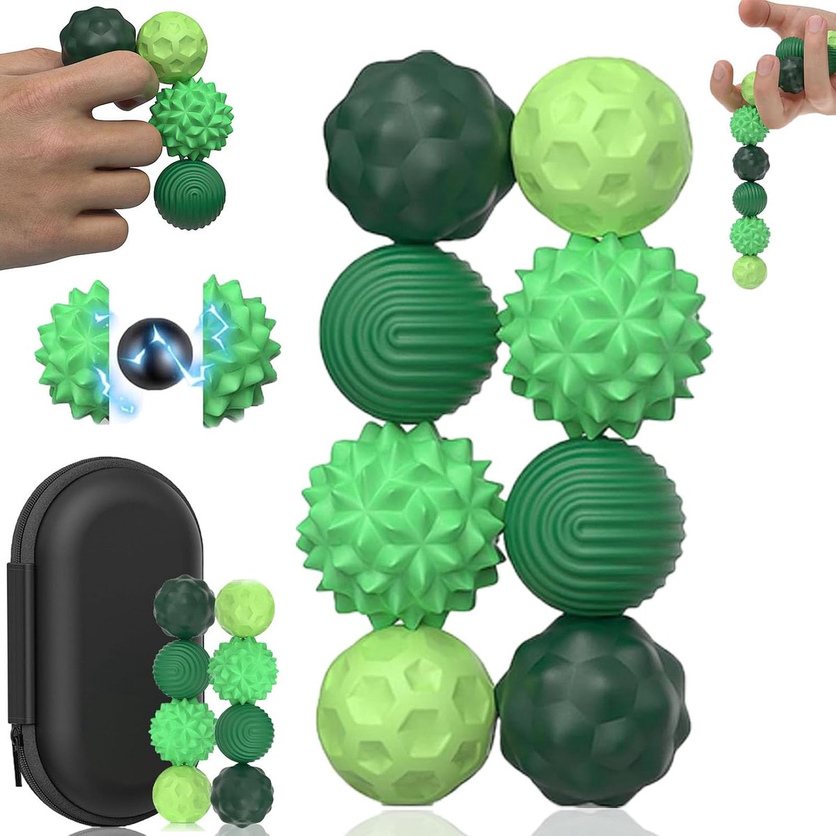 anti-stress speelgoed van siliconen, 8 stuks, met siliconen coating, om stress en angst te verlichten, geschikt voor ADHD, autisme en OCS, voor kantoor, thuis en op school