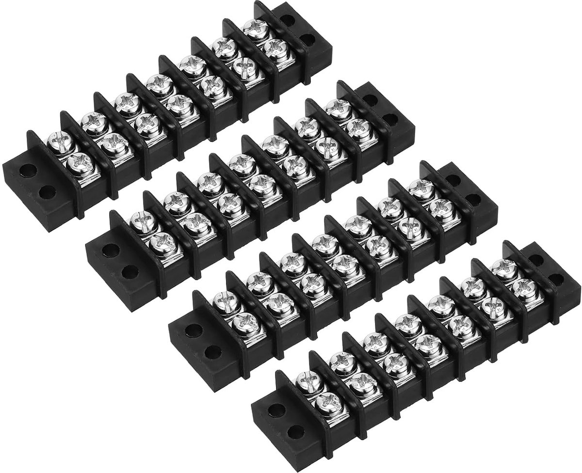 4 stuks PCB-klemlijst, 9,5 mm 7-polig 300 V 20 A hekachtige printplaat-klemblokken dubbele rij