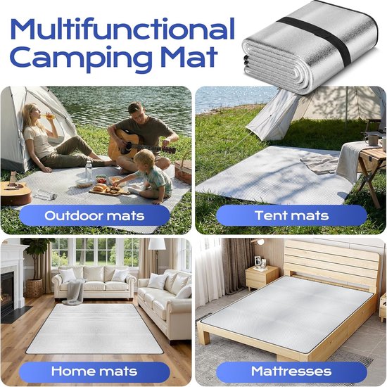 Thermische Isolatiemat, Campingslaapmat 200×150 cm - Thermische Isolatiemat, Opvouwbare Tentmat, Grondmat, Lichtgewicht en Draagbaar, Geschikt voor Kamperen, Yoga en Sport — afbeelding 5