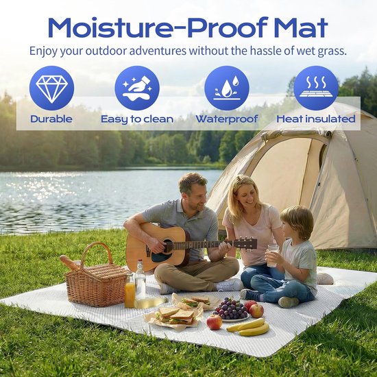 Thermische Isolatiemat, Campingslaapmat 200×150 cm - Thermische Isolatiemat, Opvouwbare Tentmat, Grondmat, Lichtgewicht en Draagbaar, Geschikt voor Kamperen, Yoga en Sport — afbeelding 4