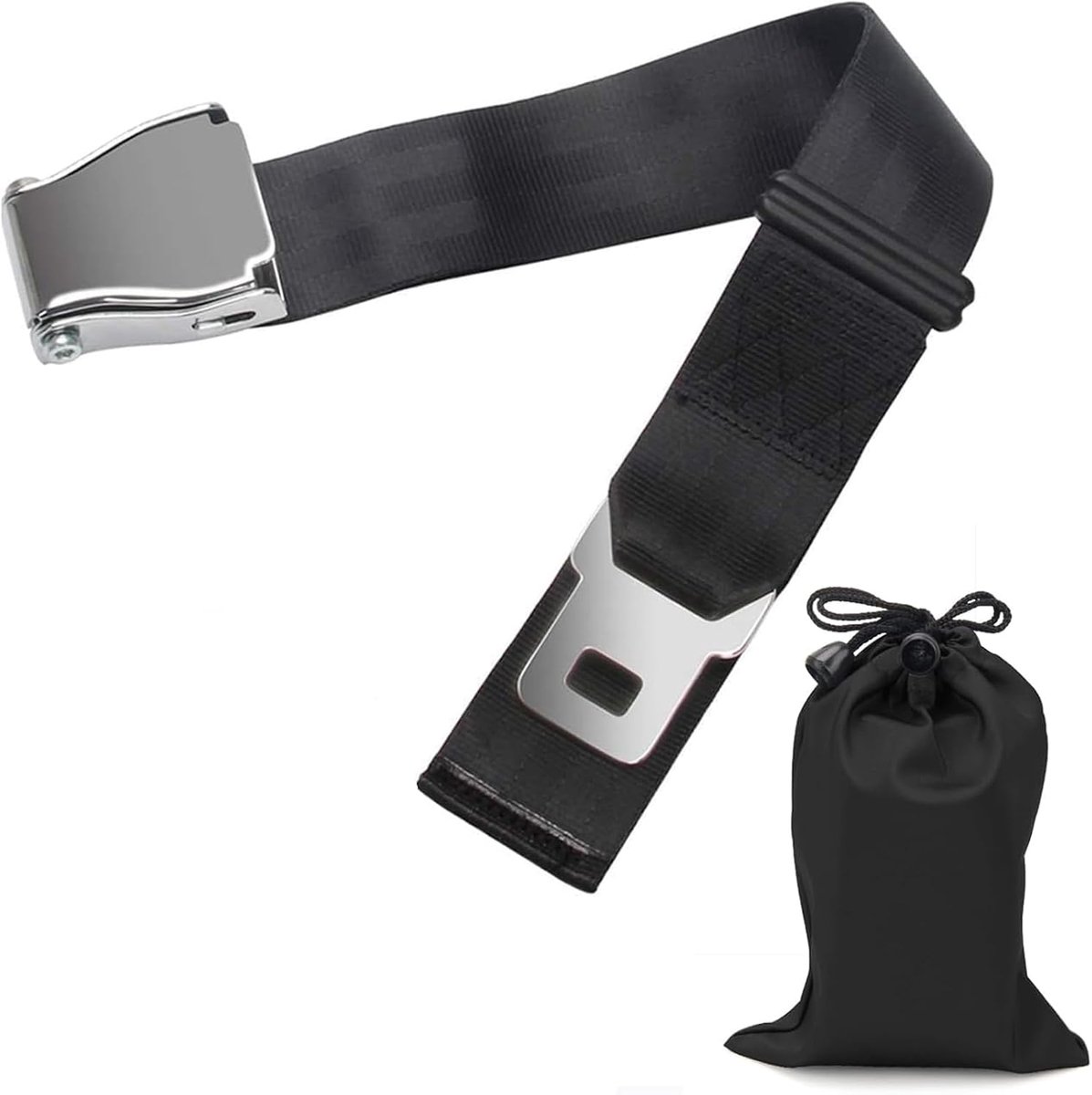Gordelverlenging voor vliegtuig, 25-76 cm, verstelbare zadelriemverlenger, riemverlenging met roestvrijstalen riemgespclip, voor op reis, zwangere vrouwen