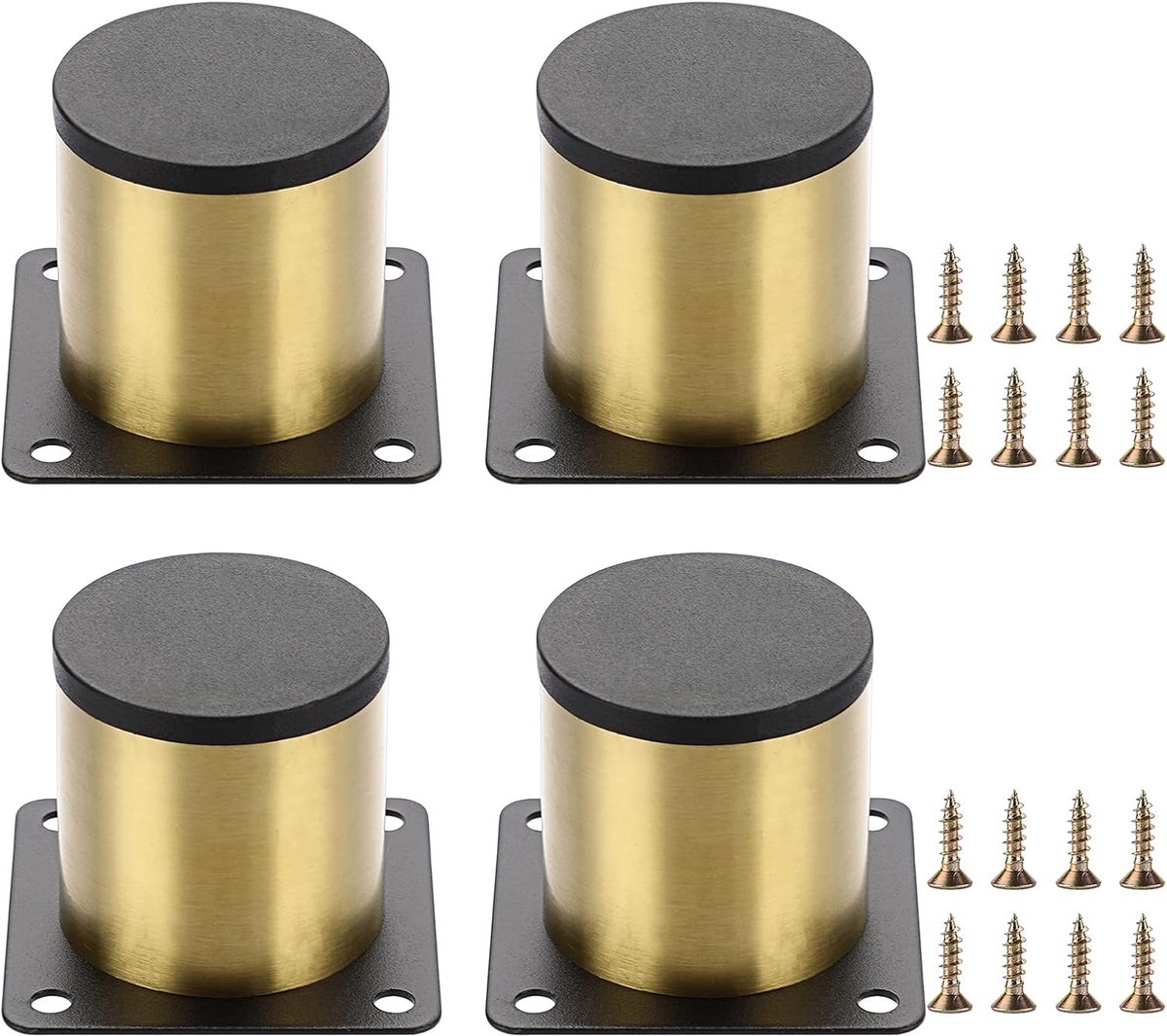 QTTVBTNA – 4 Stuks Meubelpoten – Bankpoten Rond – Kastpoten – RVS – Ronde Meubelpoot met Schroeven – Kastpoten voor Tafels, Stoelen, Kasten, Bureaus en Banken – 5cm – Goud