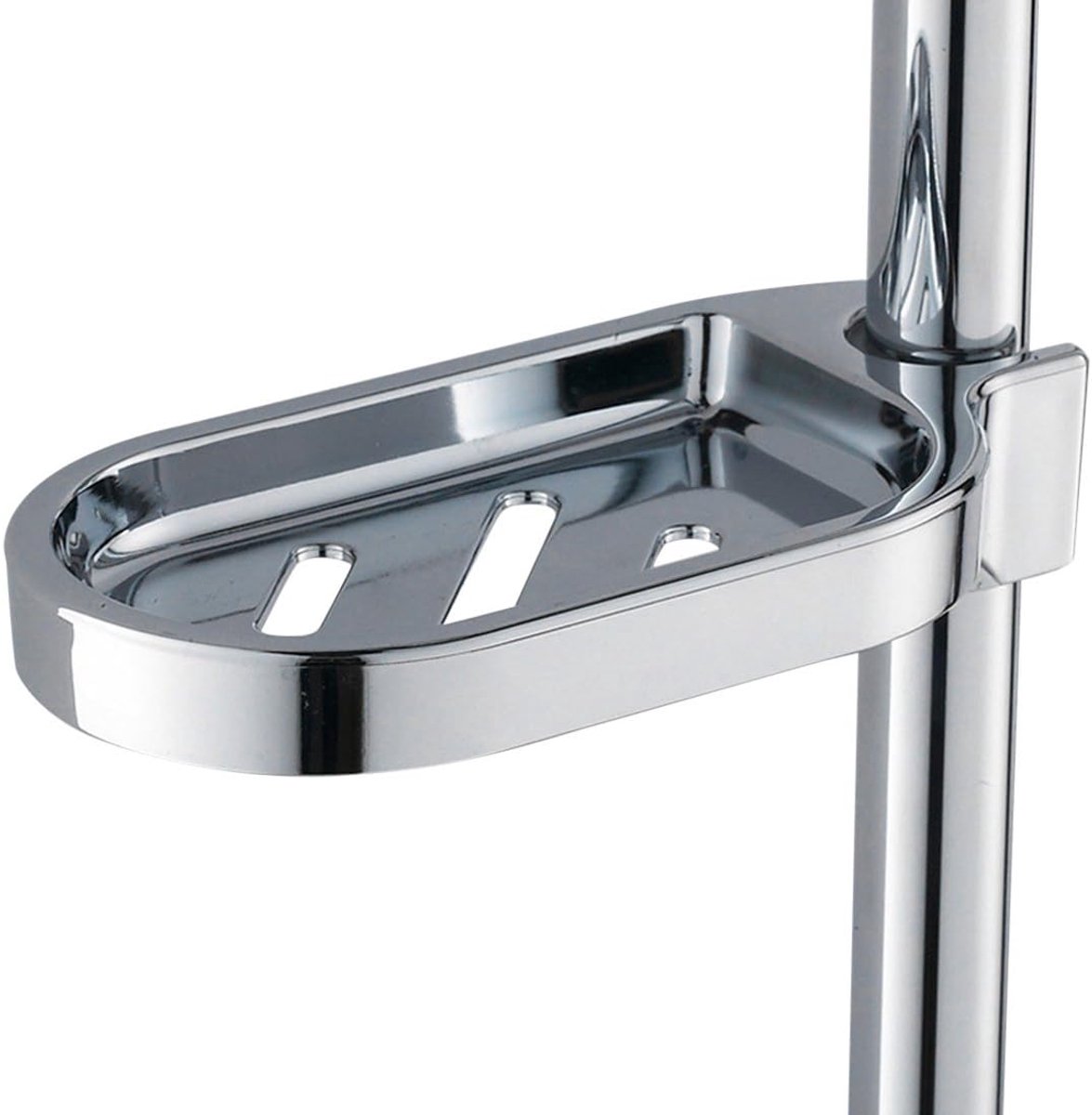carmdering - Zeepbakje voor Douchestang 25 mm - Verplaatsbare Zeephouder - Zonder Boren - ABS Kunststof - Douche Zeepbakje met Waterafvoer