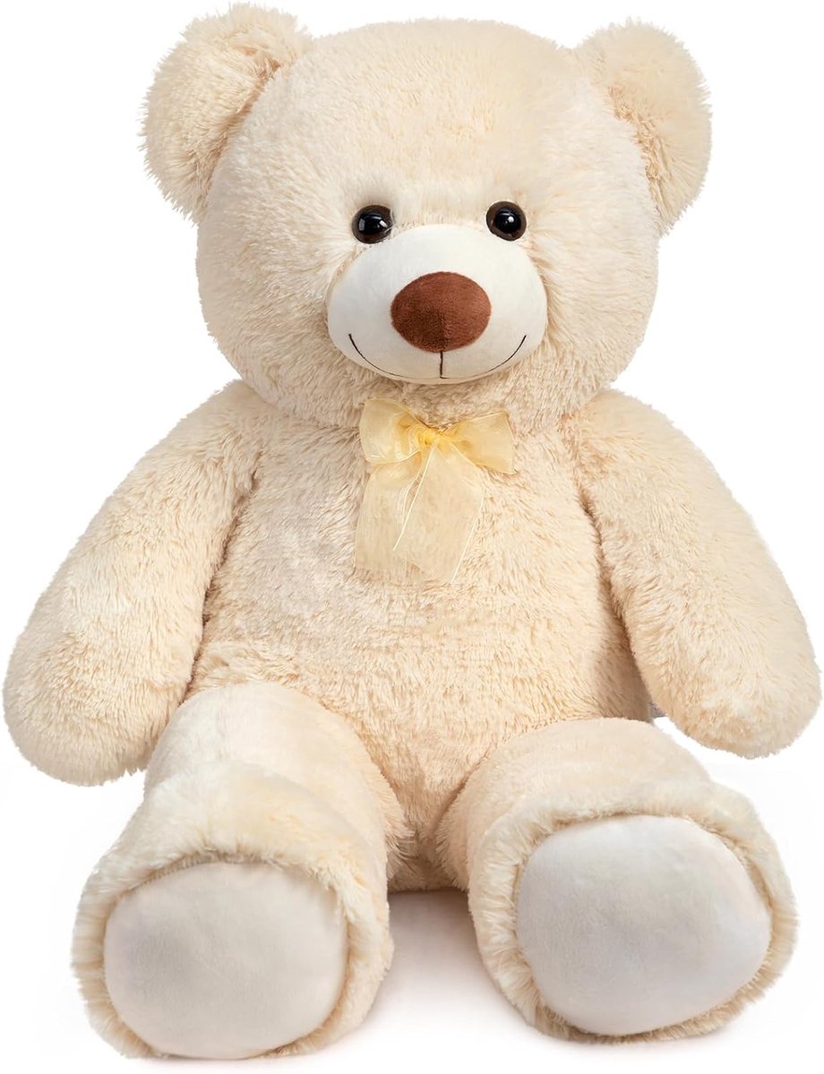 100 cm teddybeer, gigantische pluche beer, knuffeldier, groot knuffeldier, knuffelbeer, liefdescadeau, verjaardag, valentijnsdag, beige