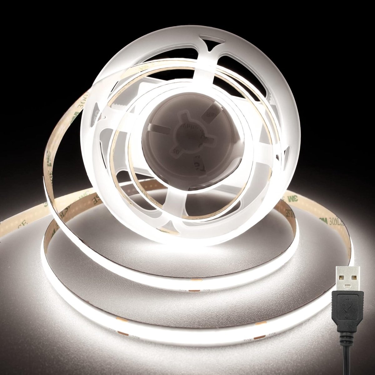 COB Ledstrip, USB, 2 m, 6000 K, 5 V, met 320 leds/m, CRI 90+, 8 mm breed, 2 m lang, voor tv-achtergrondverlichting, spiegel, kast, kledingkast, trap, woondecoratie