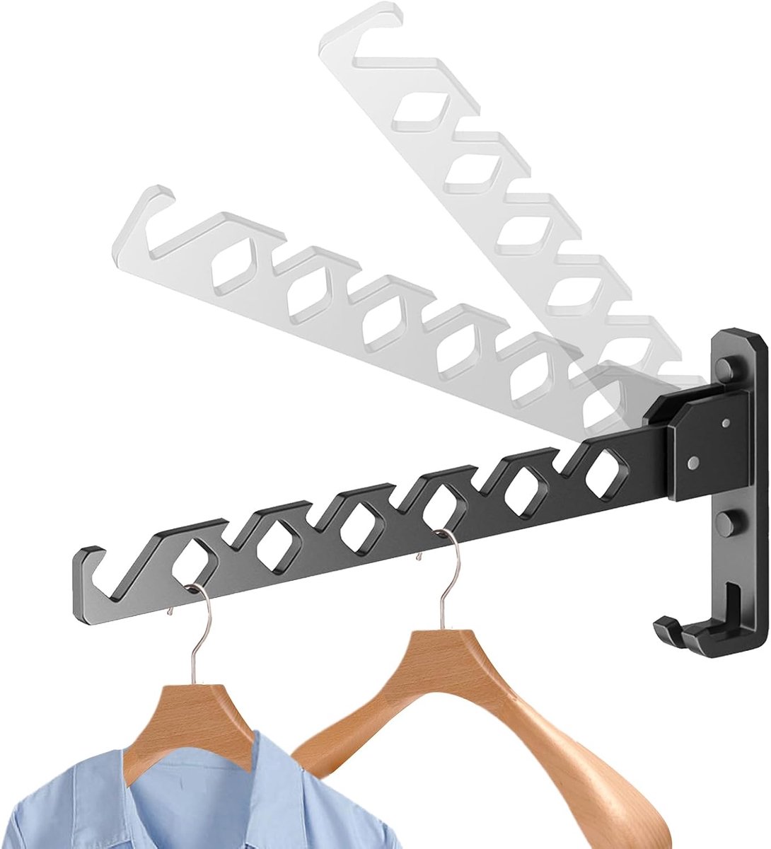 Wandhanger met 180° draaibaar, opvouwbaar kledingrek van aluminiumlegering, droogrek met schroeven voor badkamer, slaapkamer
