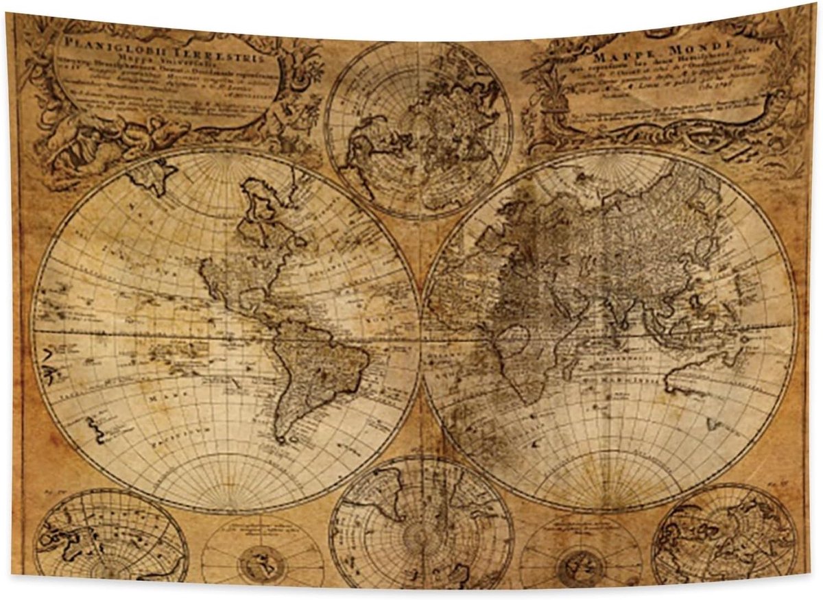 100x70cm Kaart Tapijtwerk, Wereldkaart Wandtapijten Wanderlust Piratenkaart Oude Historische Atlas Aarde Ronde Oppervlakte Wandtapijten voor Slaapzaal Decor Slaapbankhoes Deken E-Lesson