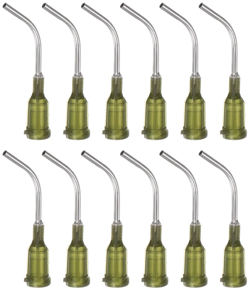 Doseernaalden, 14 gauge, 45° gebogen doseertips, 1 inch uiteinde gebogen dispensernaald met luer ellebogen, stompe naald voor olie of lijm, applicator, olijf