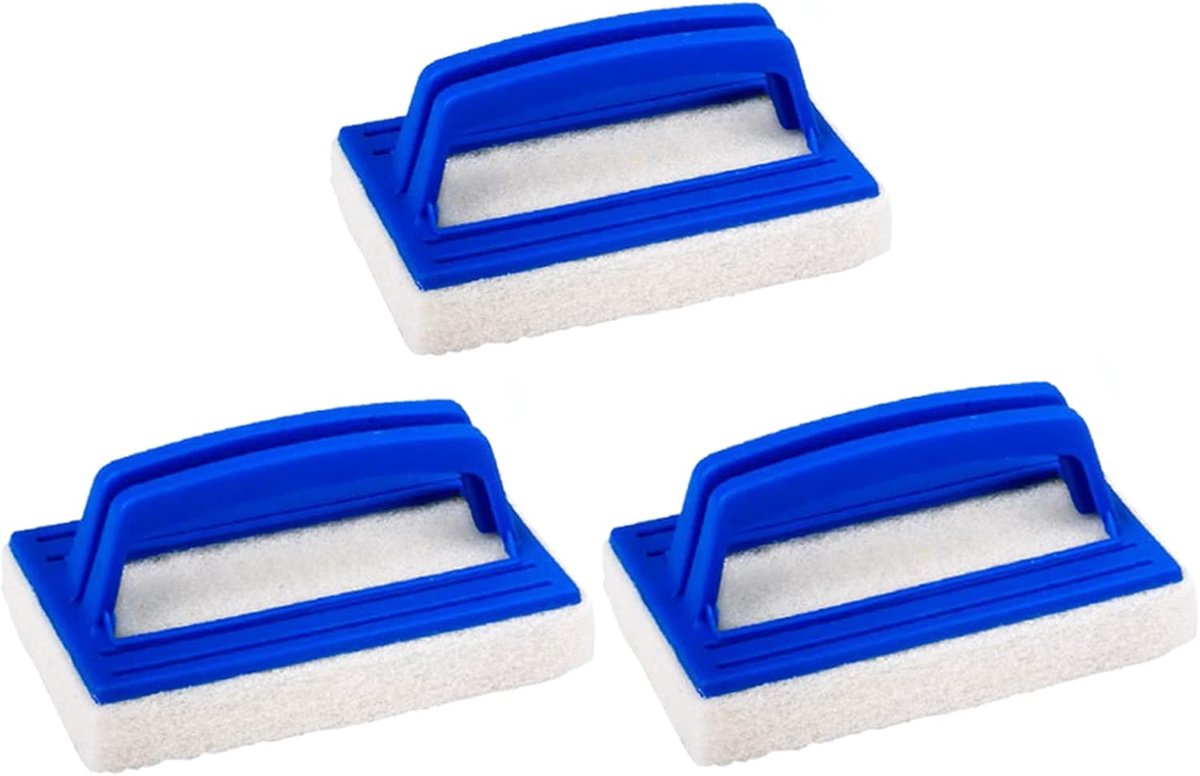 zwembadborstel, zwembadreiniging, reinigingsborstel, zwembadborstel, handborstelset, zwembadreiniging, handschrobben, handschrobber, de Luxe met handgreep, 3 stuks [blauw]