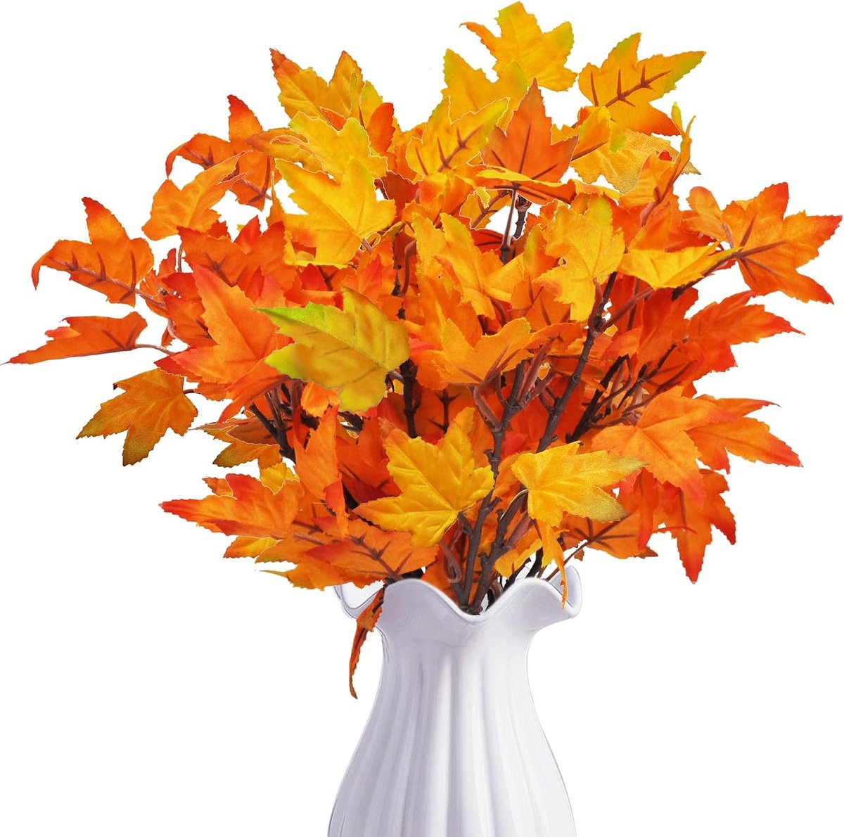6 bundels kunstherfstbloemen herfstdecoratie, kunstbloemen herfst esdoornbladeren herfstbladeren kunsttakken bladeren decoratie, herfstboeket herfsttakken herfstbladeren voor binnen tafel,
