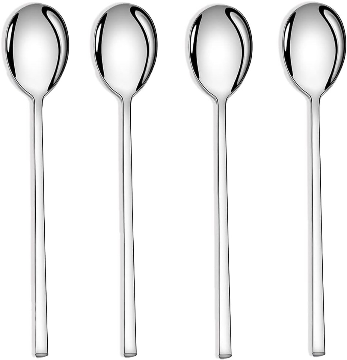 Koreaanse lepel, roestvrijstalen ronde soeplepels set van 4, tafellepels, 8,5 inch lange handgreep diner rijst Koreaanse lepel set voor thuis keuken restaurant